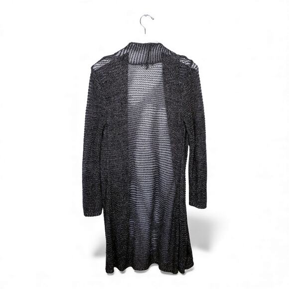 EILEEN FISHER Sweater Longline Duster Cardigan Loose Knit Metallic - Small - Picture 3 of 5